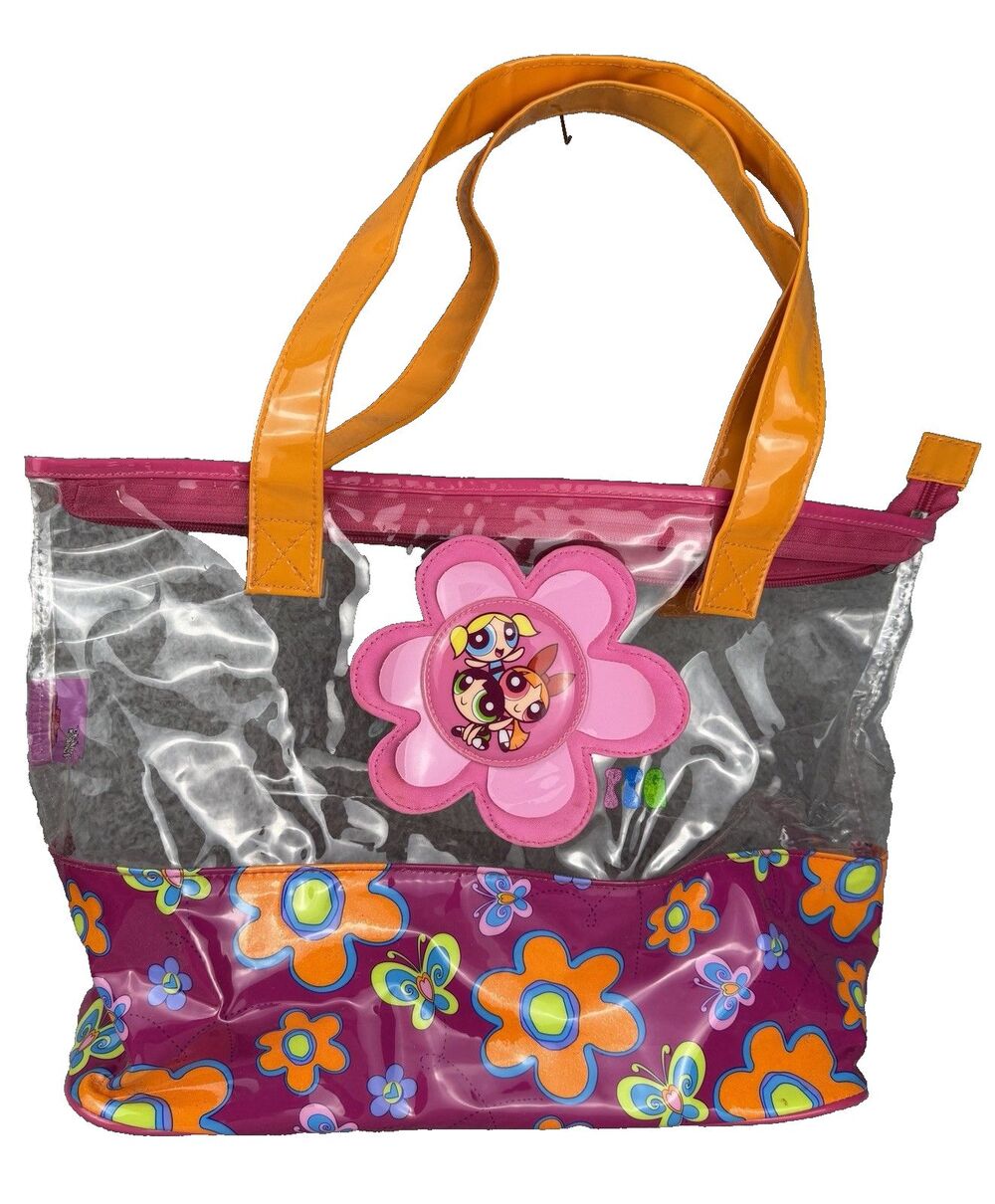 VTG Y2K Powerpuff Girls Cartoon Network Clear Tote Bag Flower Power Pop Art RARE